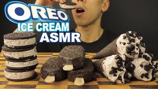 ASMR OREO ICE CREAM FEAST 3 DIFFERENT KINDSCRUNCHY AND SOFT EATING SOUNDSNO TALKING [upl. by Chinua]