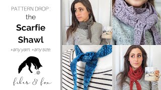 Pattern Drop The Scarfie Shawl  ANY yarn any size customizable petite crochet scarf shawl pattern [upl. by Hebe]