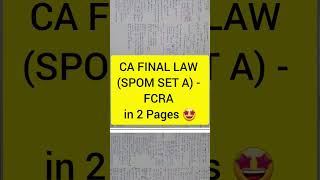 CA FINAL LAW SPOM SET A  FCRA in 2 Pages 🤩 spom law icai fcra [upl. by Retsek]