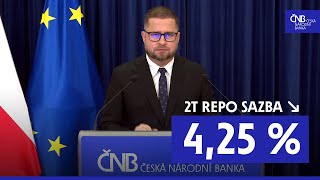 ČNB snížila úrokové sazby o 025 procentního bodu Záznam tiskové konference z 25 9 2024 [upl. by Anilat]