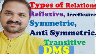 Types of Relations  Reflexive  Irreflexive  Symmetric  Anti Symmetric  Transitive DMS [upl. by Fortune]