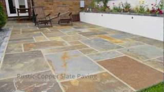 Nustone  Rustic Copper Slate Paving Slabs  Garden Patio Stone Flags  Gold Multicolour [upl. by Niatsirt10]