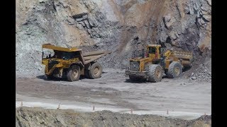 Big Komatsu WA800 wheel loader 4 in action at Mount Iron  Erzberg [upl. by Cyb]