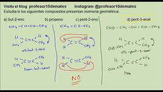 Isómeros Isomería geométrica cis y trans ejercicios ejemplos y teoría [upl. by Oneida]