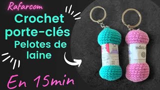 Droitiers crochet porte clés pelote de laine en 15min 🧶 crochet keychain laine [upl. by Odrarebe]