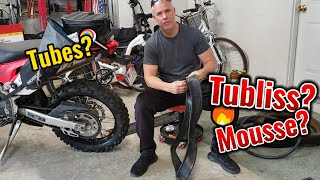 Tire Tubes vs Tubliss vs Mousse for your DirtbikeDualsport [upl. by Tlevesoor]