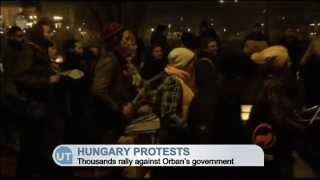 Hungary AntiOrban Protests Thousands rally against PM as discontent with government grows [upl. by Boyden]