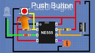 555 timer projects🐇ledPush Button On Off Switch Circuit🐇battery🐇dc motor circuit diagram [upl. by Nyvrem]