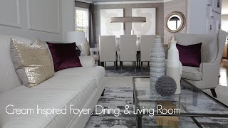 Cream Inspired Foyer Dining amp Living Room Interior Design Project complete [upl. by Irmine951]