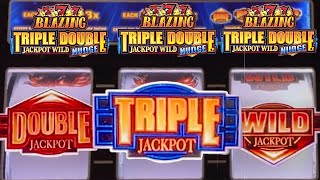 Blazing 777 Triple Double Jackpot Wild Nudging 3 Reel Slot [upl. by Atinehs899]