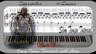 Interstellar Main Theme  Hans Zimmer  Piano Tutorial Slow Tempo  Letter Notes [upl. by Orlando]