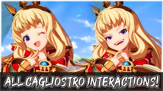 All CAGLIOSTRO Interactions Intros  Granblue Fantasy Versus  GBVS [upl. by Niwdla]