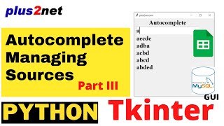 Tkinter Autocomplete options using date sources from Google sheets or MySQL database or CSV file [upl. by Balcke]