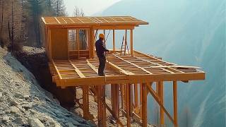 Man Builds Amazing House on Steep Mountain in 8 Months  Start to Finish by MrWildNature [upl. by Litnahc]