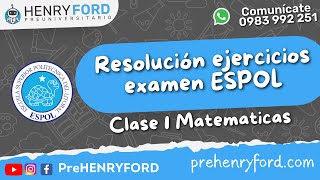 ✅ Clase 1  Matematicas  Examen admisión ESPOL 2023 [upl. by Olleina187]