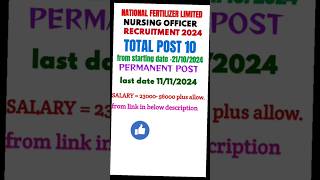 NATIONAL FERTILIZER limited 2024 nurse recruitment nursingofficer nursingrecruitment NFL [upl. by Wenda]