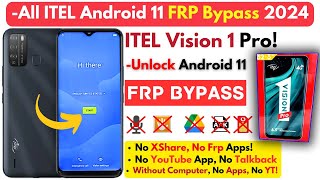 ITEL Vision 1 Pro FRP Bypass 2024 Without PC All ITEL Android 11 Frp Google Account Easy Trick [upl. by Sasnak]