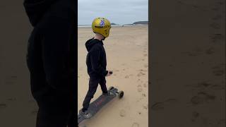 JJ’s Gwithian Beach Skate Challenge skitch eskateboard hillbomb [upl. by Aihsenrad]