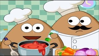 Pou Kitchen Slacking Cooking Gameplay All Levels [upl. by Arretnahs972]