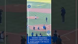 Dodgers NLCS Manny Ramirez first pitch at Dodger Stadium Shorts [upl. by Laure620]