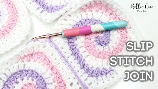 HOW TO JOIN CROCHET WITH A SLIP STITCH  Bella Coco Crochet [upl. by Suzetta]