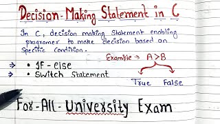 Decision Making Statements in C  With Handwritten Notes  Code Hacker [upl. by Arodal]