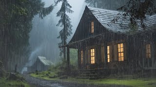 Sleep Instantly Within 2 Minutes with Heavy Rain amp Thunder on Ancient House in Foggy Forest at Night [upl. by Rutter]