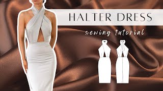 DIY Cross Over Halter Neck Dress Tutorial  How To Make a Cross Over Halter Neck Dress Tutorial [upl. by Mellisent]