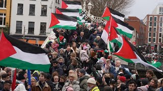 Dublins Hapenny Bridge Vigil in Support of Gaza [upl. by Amick]