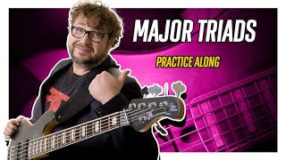 FIRST POSITION MAJOR TRIADS  Practice Along  Electric Bass Lesson  Lets Practice [upl. by Zennas]