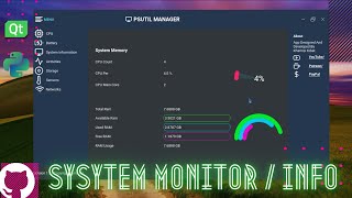 Python Desktop App To Monitor All System Information  PYQT56  PYSIDE26  PSUTIL Modern GUI UI [upl. by Oznerol]