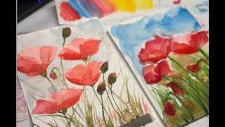 Painting Transparent Watercolor Poppies [upl. by Osborne]