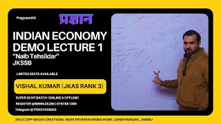 INDAN ECONONOMY BY VISHAL KUMAR FOR JKSSB NAIB TEHSILDAR DEMO CLASS 1  LIMITED SEATS AVAILABLE [upl. by Primrosa]