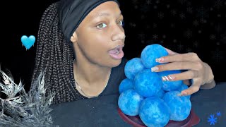 ICE ASMR BLUE POWDERY ICE SNOWBALLS [upl. by Anelra927]