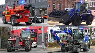 BEST OF BAGGER amp TELELADER FEUERWEHR und THW auf Einsatzfahrt [upl. by Eekaz]