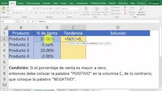 17 Compara porcentajes con la funcion SI [upl. by Toolis505]