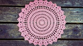 How To Crochet Easy Vintage Pink Doily Placemat [upl. by Ralaigh219]