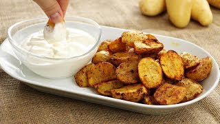 Knusprige Potato Wedges aus dem Ofen mit Sour Cream Sauce  knusprige Ofenkartoffeln mit Schale [upl. by Dagall689]