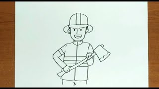 How To Draw FIRE FIGHTER Step by Step [upl. by Mariand50]