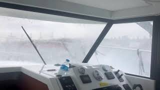 Crossing the Bosphorus stormy rough sea  Beneteau swift trawler 30 [upl. by Nadine143]