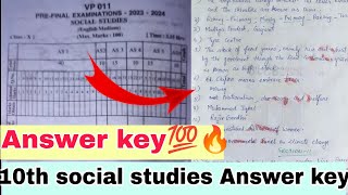 💯10th social studies answer key 2024ap 10th class social studies pre final paper answer key 2024💯🔥 [upl. by Bronson]