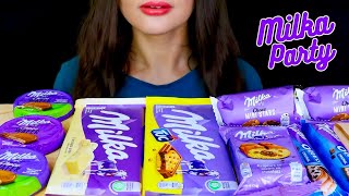 ASMR MILKA CHOCOLATE PARTY DESSERT COOKIES WAFER  CANDY BARS MUKBANG EATING SOUNDS [upl. by Adalheid207]