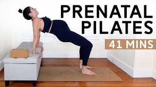 Prenatal Pilates Workout 41 Mins  Bench and Yoga Block Needed At Home Pregnancy Pilates [upl. by Hecker]