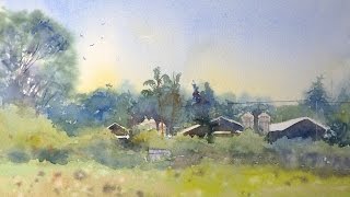 Watercolor painting〜透明水彩でやんばるの風景〜 [upl. by Airdnax]