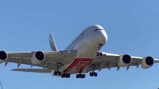 Emirates Airbus A380 Crabbing to a Landing Strip Airplane Spotting [upl. by Livingstone916]