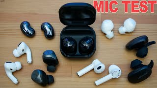 Galaxy Buds Pro Mic Test  Galaxy Buds Live AirPods Pro Bose QC Earbuds Pixel Buds [upl. by Ahsyat]