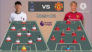 Tottenham vs Manchester United  Head To Head Line Up Matchweek 2 Premier League 20232024 [upl. by Cuttie898]