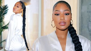 JUMBO BRAID PONYTAIL USING BRAIDING HAIR  how to [upl. by Sheply]