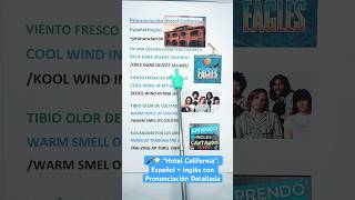 🎤🌟 “Hotel California” Español  Inglés con Pronunciación Detallada hotelcalifornia pronunciaci [upl. by Eras18]