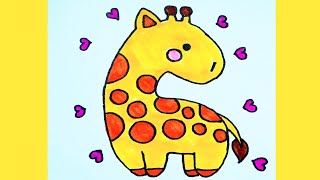 how to draw cute baby giraffe drawing for kids ldrawing kidscreativecanvas123 [upl. by Fredia]